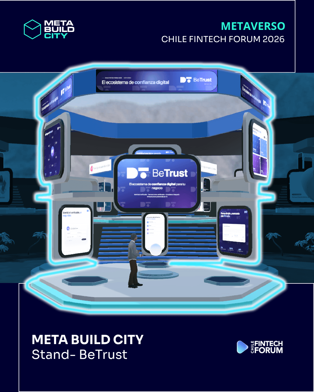 Stand virtual de BeTrust, patrocinador oficial del Chile Fintech Forum 2026