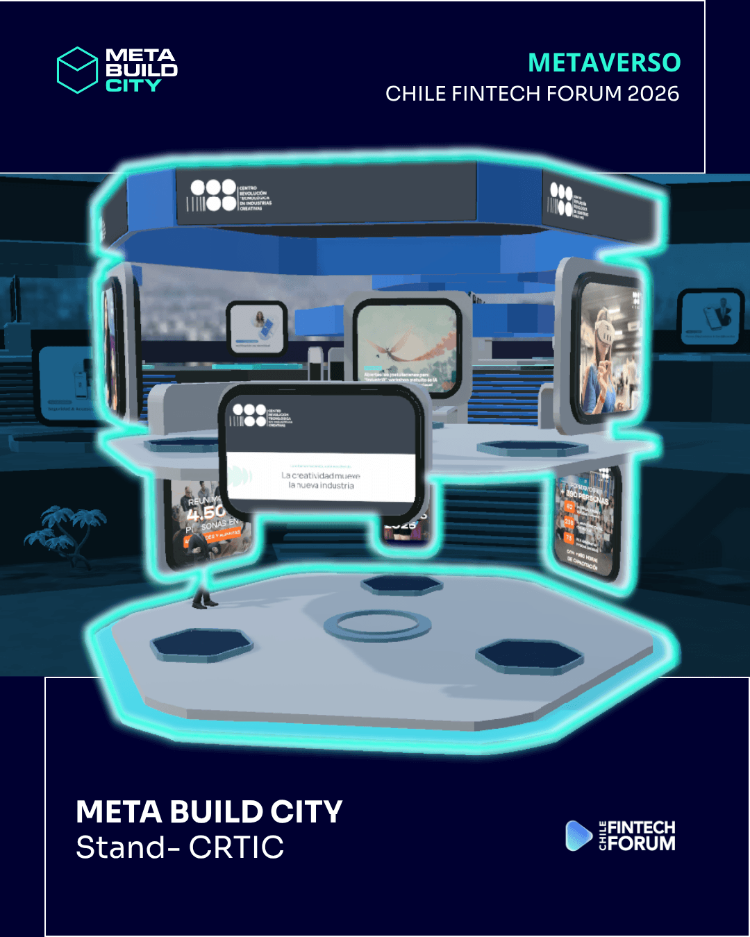 Stand virtual de CRTIC en el metaverso Chile Fintech Forum 2026